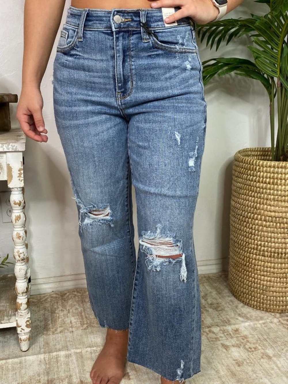 Judy Blue Ripped Crop Jeans